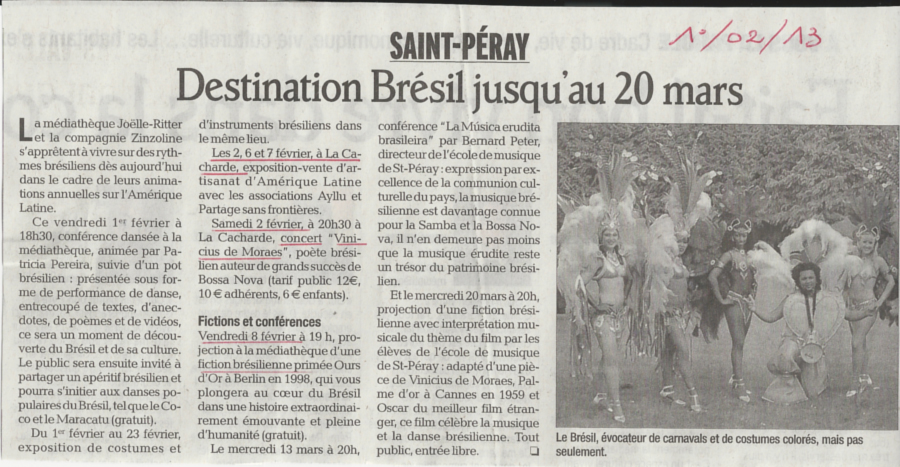 12 eme dition semaine "Histoires d'Amrique latine" de Saint-Pray en ardche avec l'association Ayllu et Partage sans Frontires - la presse