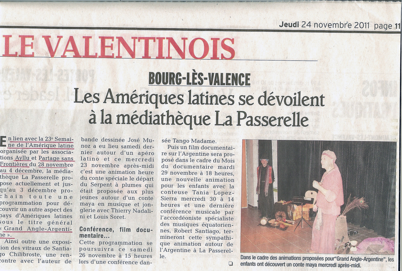 article de presse de la semaine amrique latine de Bourg les Valence 2011