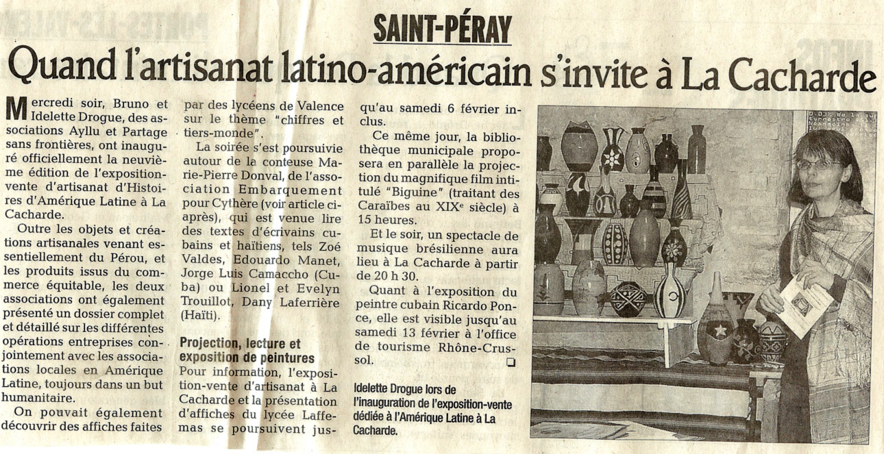 8 eme dition semaine "Histoires d'Amrique latine" de Saint-Pray en ardche avec l'association Ayllu et Partage sans Frontires - la presse - article 08